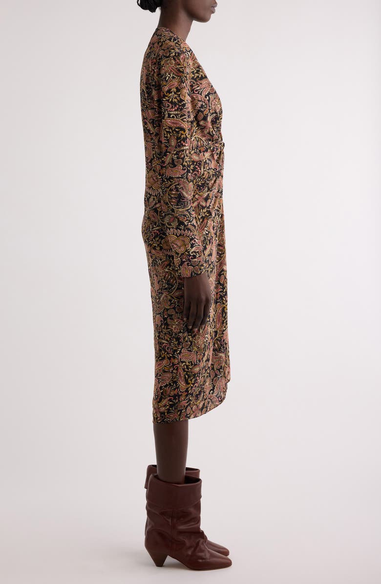 Isabel Marant Étoile Zeliha Long Sleeve Dress, Alternate, color, Black / Ochre