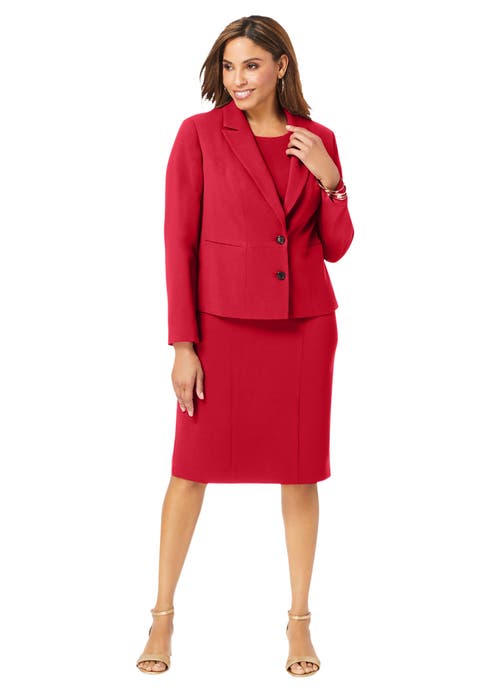 2-Piece Stretch Crepe Single-Breasted Jacket Dress (Plus Available)