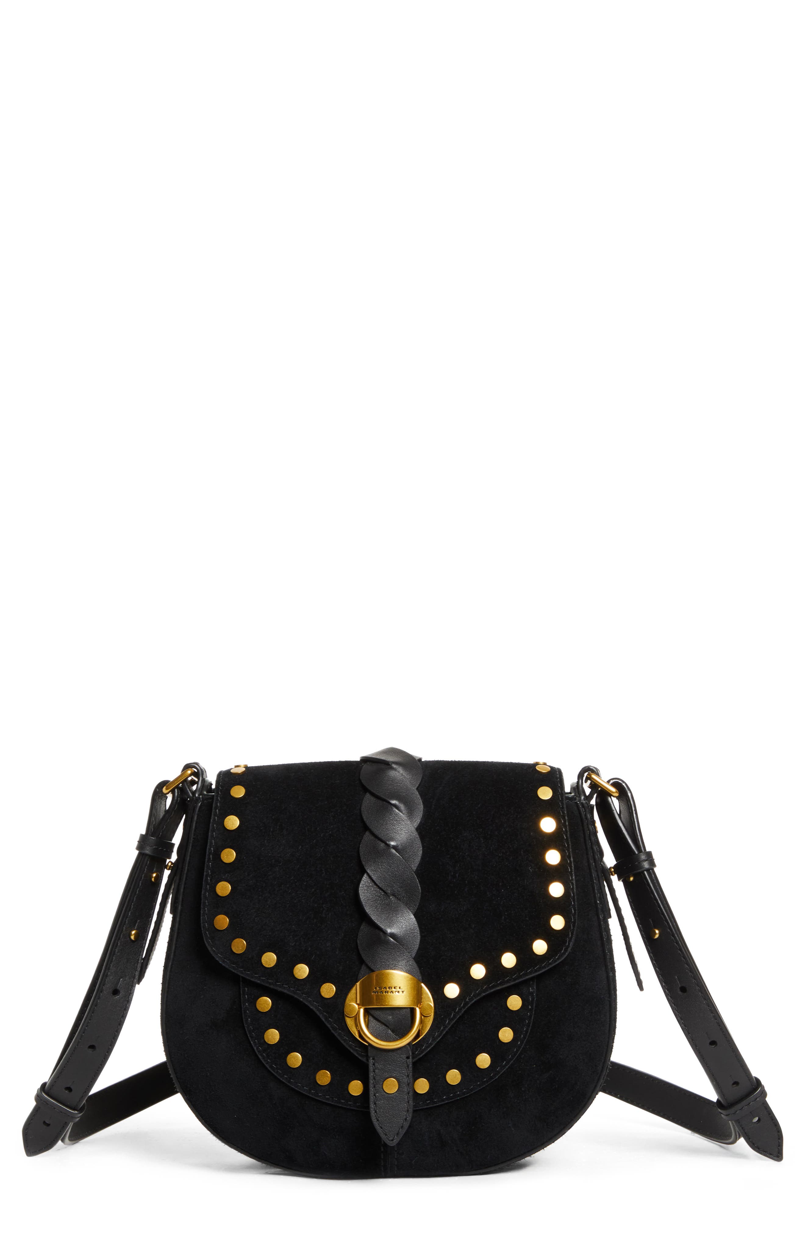 Small Altay Suede Shoulder Bag, Main, color, BLACK