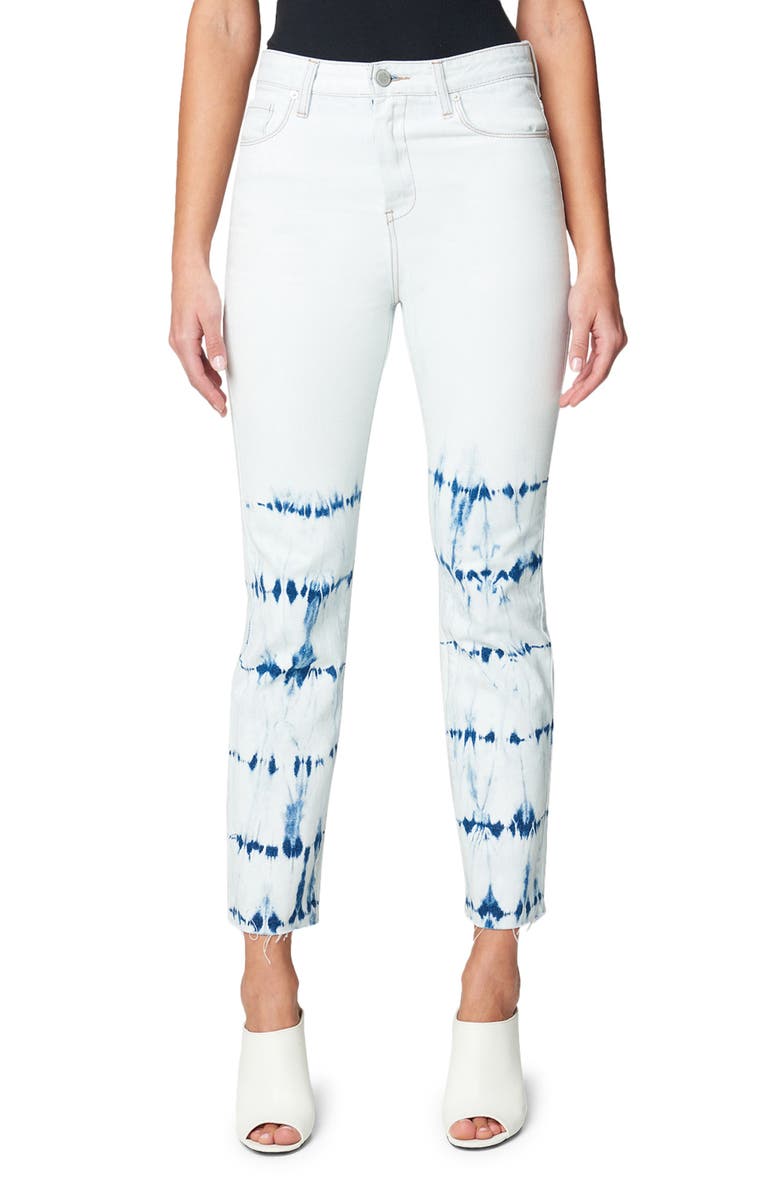 BLANKNYC The Madison Tie Dye Stripe Raw Hem Ankle Skinny Jeans, Main, color,