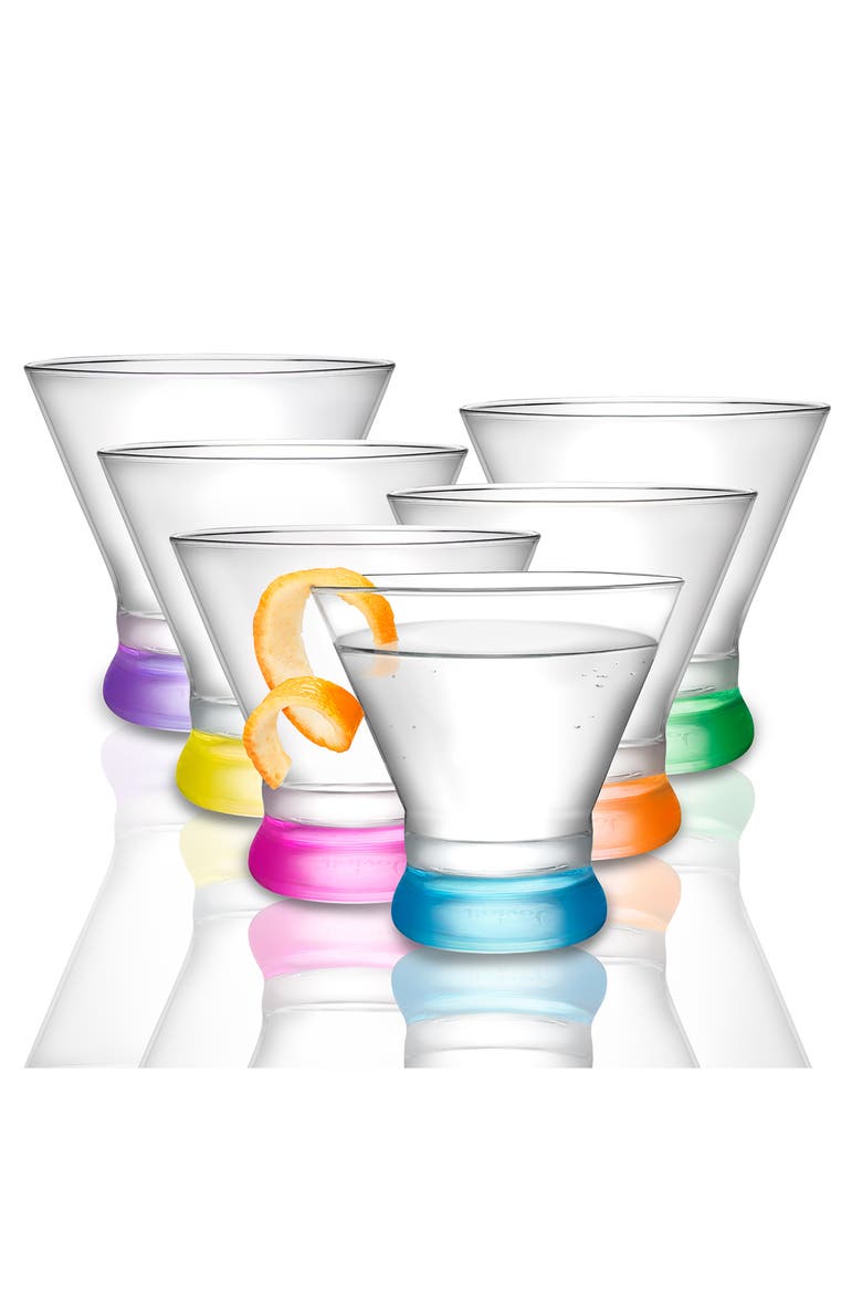 Hue Colored Stemless Martini Glass - Set of 6, Main, color, MULTI