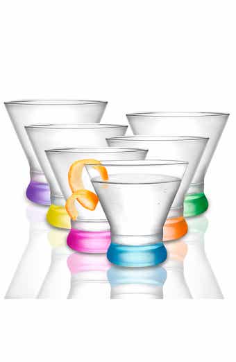JoyJolt Hue Colored Stemless Martini Glass - Set of 6