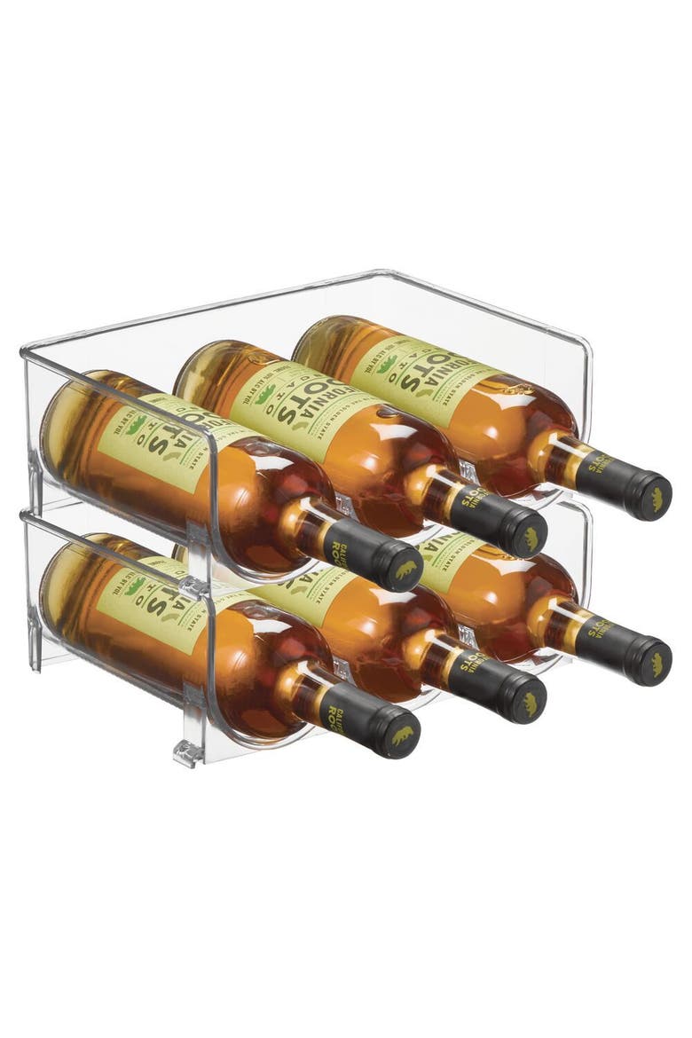 Plastic Free-Standing Stacking 3 Bottle Wine Storage Rack, 2 Pack, Main, color, Clear
