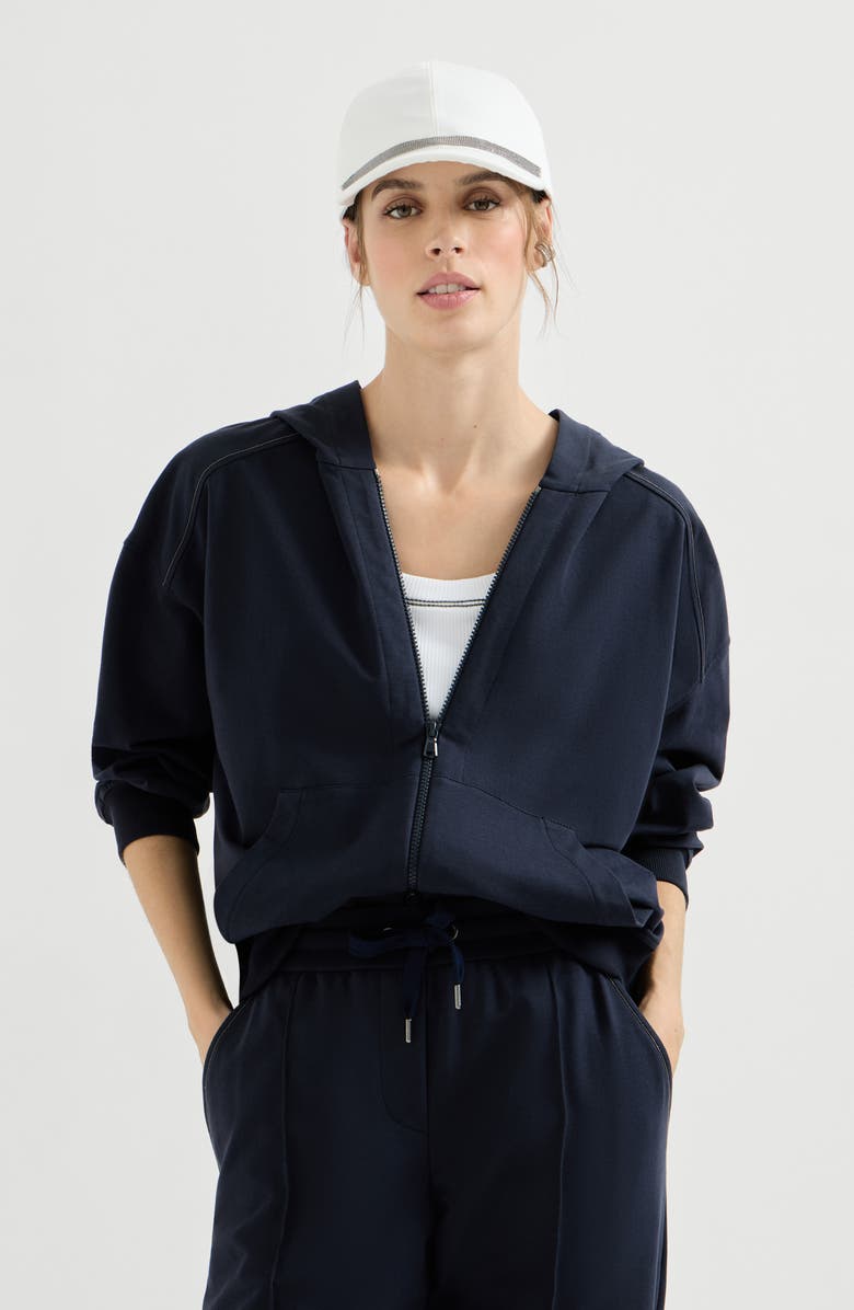 Brunello Cucinelli Lightweight French terry sweatshirt, Alternate, color, Blue