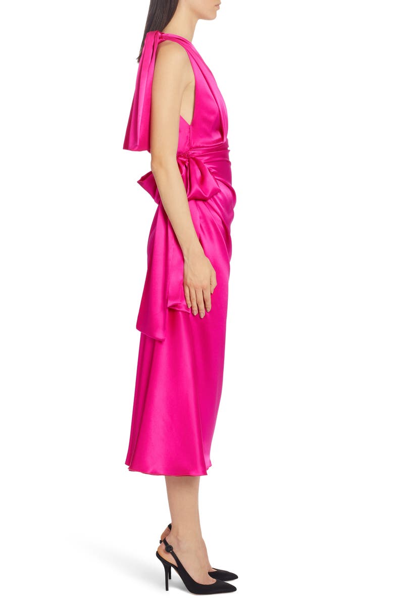 Dolce&Gabbana One-Shoulder Silk Satin Midi Dress, Alternate, color, 