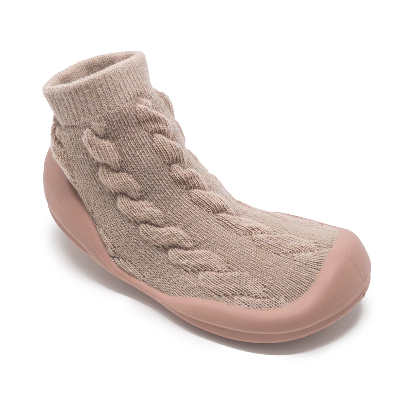 Komuello Toddler Girl Sock Shoes - Cable Brandy Rose, Alternate, color, Brandy Rose