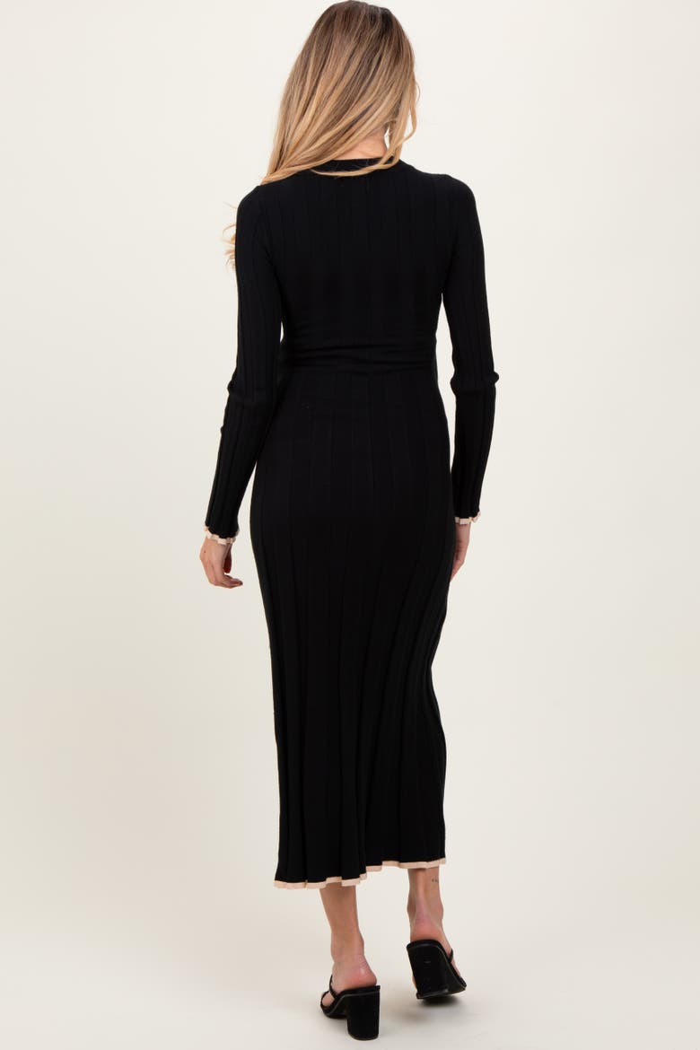 Ribbed Knit Maxi Sweater Dress, Alternate, color, Black