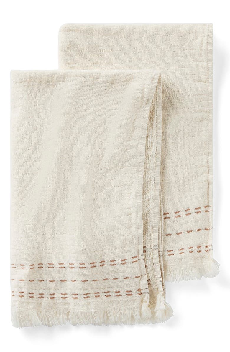 Coyuchi Alder 2-Pack Organic Cotton Hand Towels, Main, color, Undyed W/ Praline