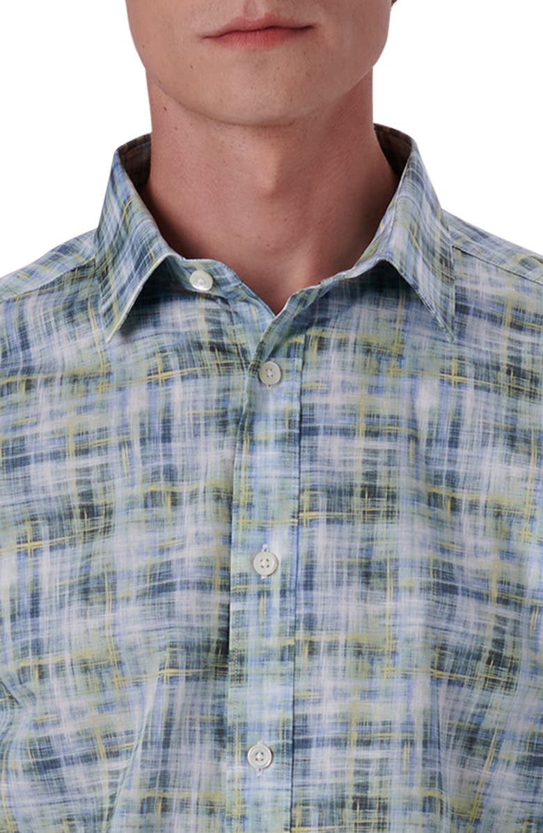 Bugatchi Shaped Fit Print Stretch Cotton Button-Up Shirt, Alternate, color, 