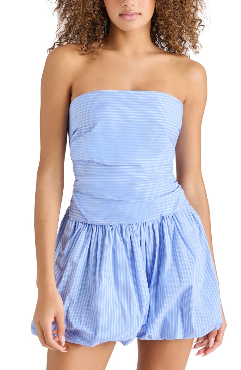 Steve Madden Gigi Stripe Strapless Bubble Hem Minidress, Alternate, color, Vintage Blue
