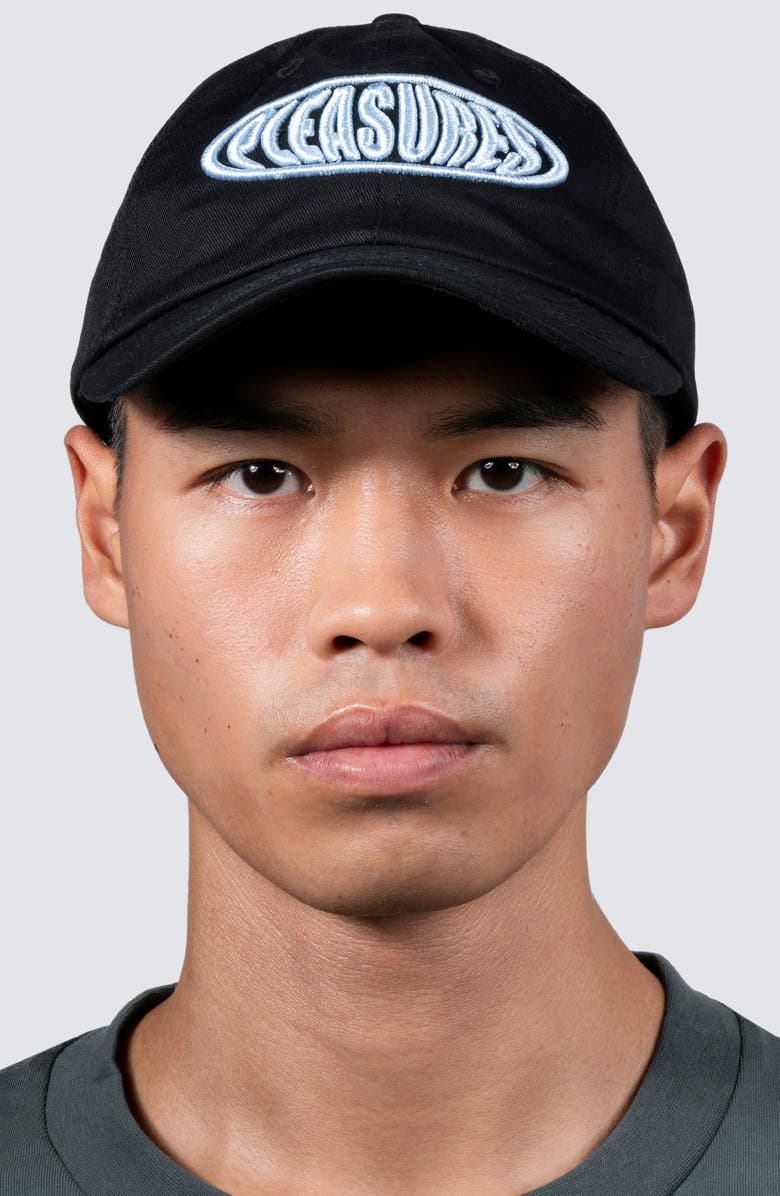 PLEASURES Bubble Logo Cotton Twill Polo Cap, Alternate, color,