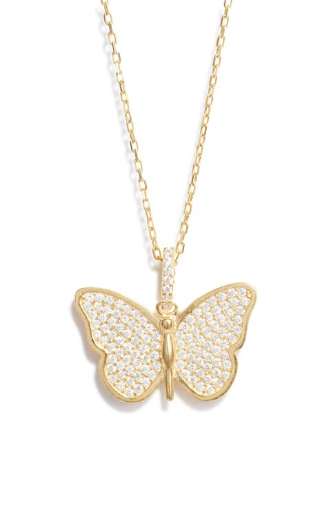 Pavé Butterfly Pendant Necklace