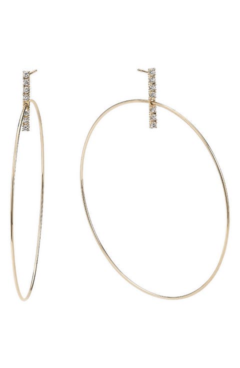 Diamond Bar & Hoop Stud Earrings