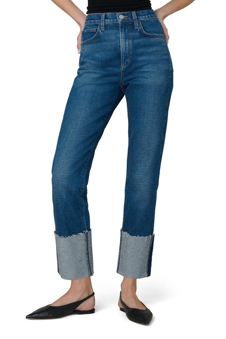 The Margot Cuffed Raw Hem High Waist Ankle Slim Jeans, Main, color, SERENDIPITOUS