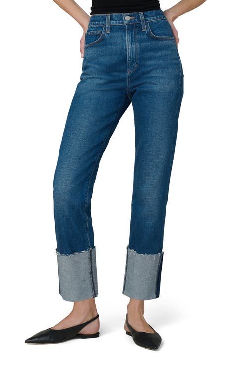 The Margot Cuffed Raw Hem High Waist Ankle Slim Jeans
