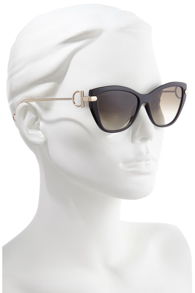 55mm Cat Eye Sunglasses, Alternate, color, BLACK