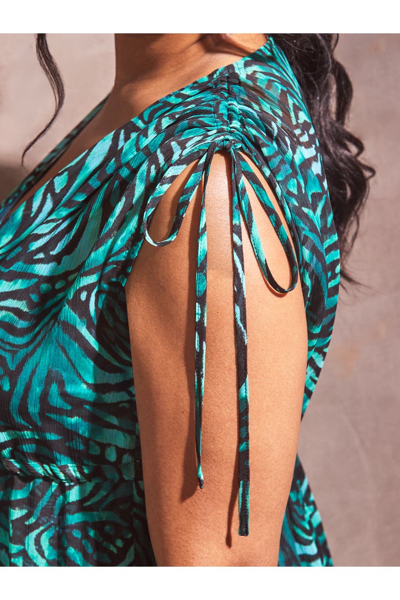 Drawstring Shoulder Dress, Alternate, color, Green