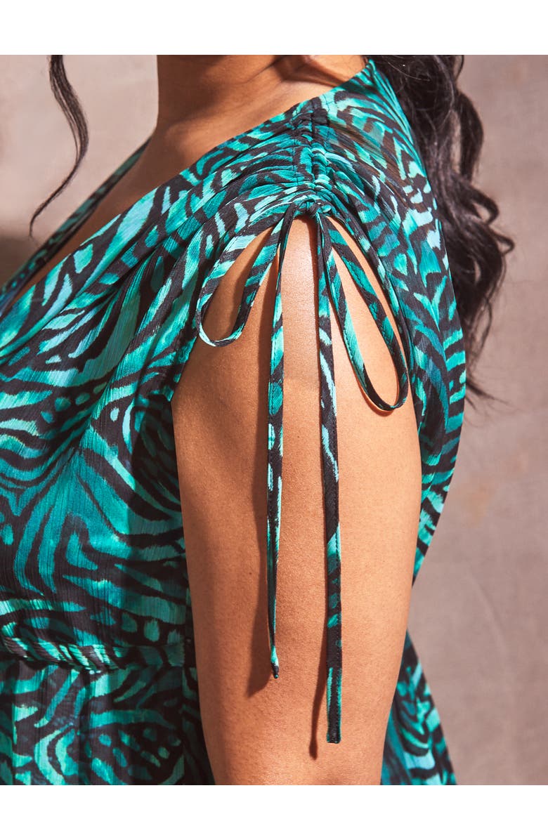 Live Unlimited Abstract Drawstring Shoulder Kimono, Alternate, color, Green