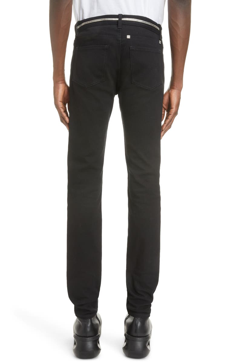 Givenchy 4G Zip Detail Skinny Fit Stretch Denim Jeans, Alternate, color, 