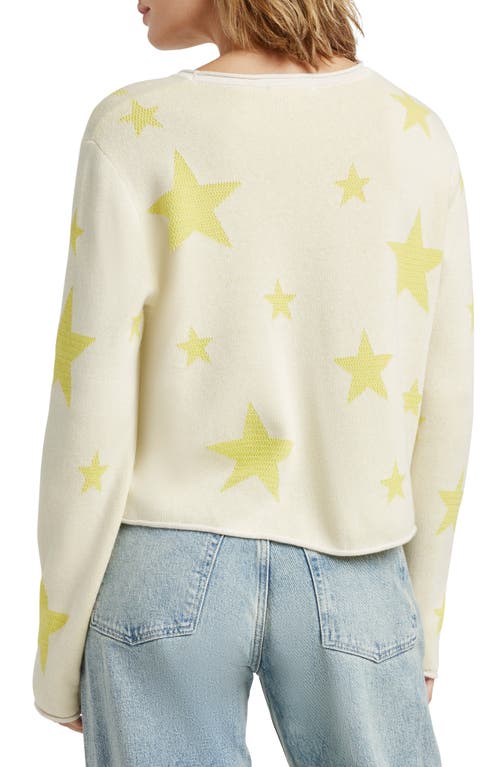 Splendid Stevie Star Sweater In Moonstone/chartreuse