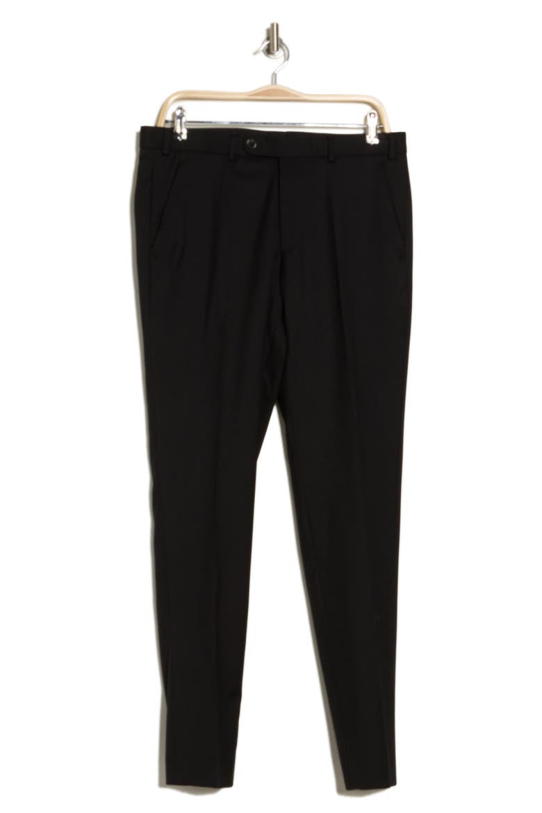 Flat Front Virgin Wool Dress Pants, Alternate, color, BLACK