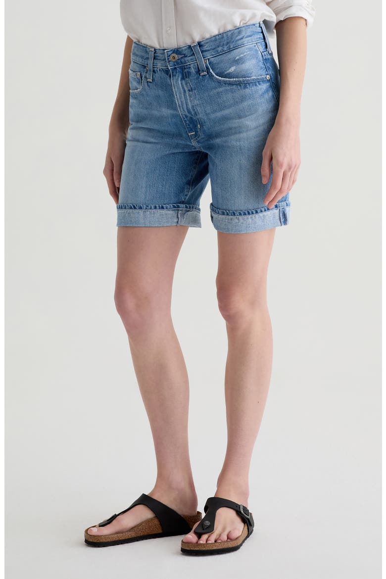 Ex-Boyfriend Distressed Cuffed Denim Bermuda Shorts, Alternate, color, 17 YEARS DIVERGENT