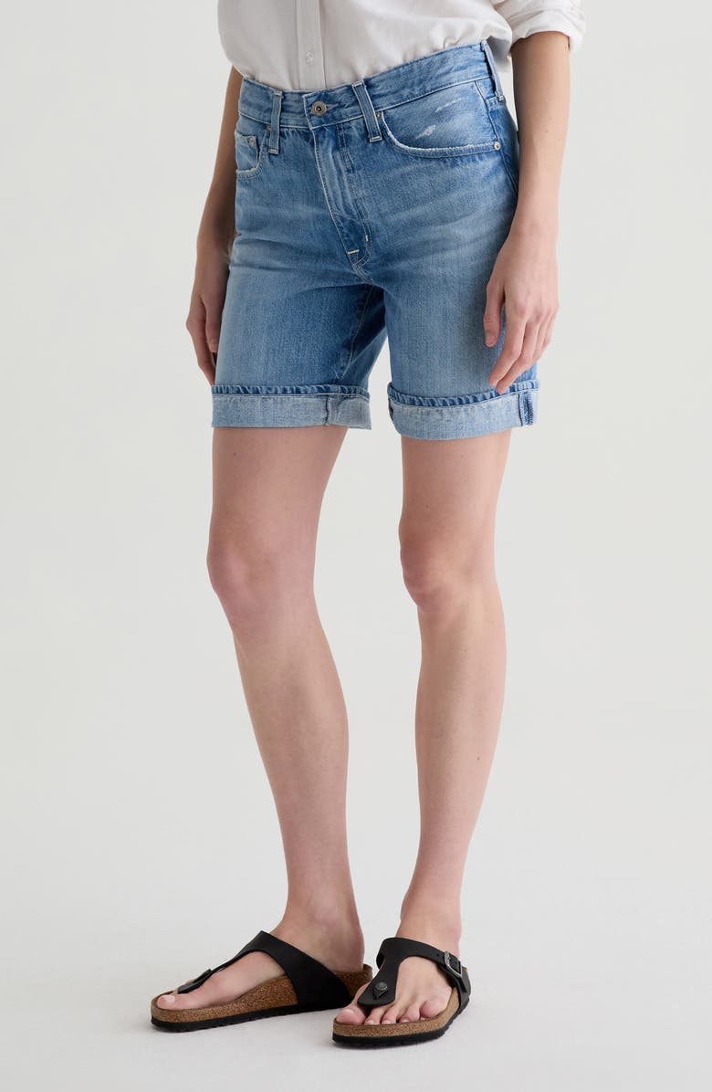 AG Ex-Boyfriend Distressed Cuffed Denim Bermuda Shorts, Alternate, color, 17 Years Divergent