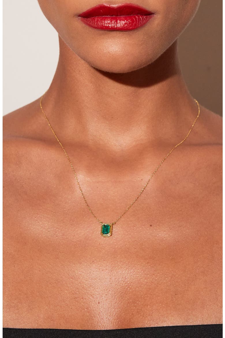 Lab Grown Emerald Heirloom Necklace, Alternate, color, Yellow Gold Vermeil
