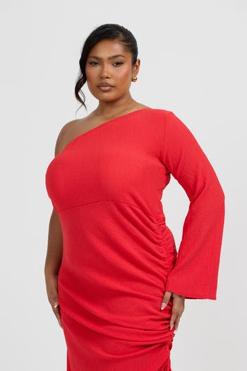 One Shoulder Flare Sleeve Maxi Dress