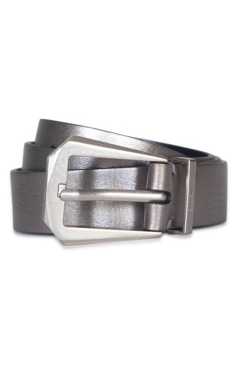 Metallic Leather Western Belt