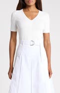 3.1 Phillip Lim Compact Rib Short Sleeve V-Neck Top