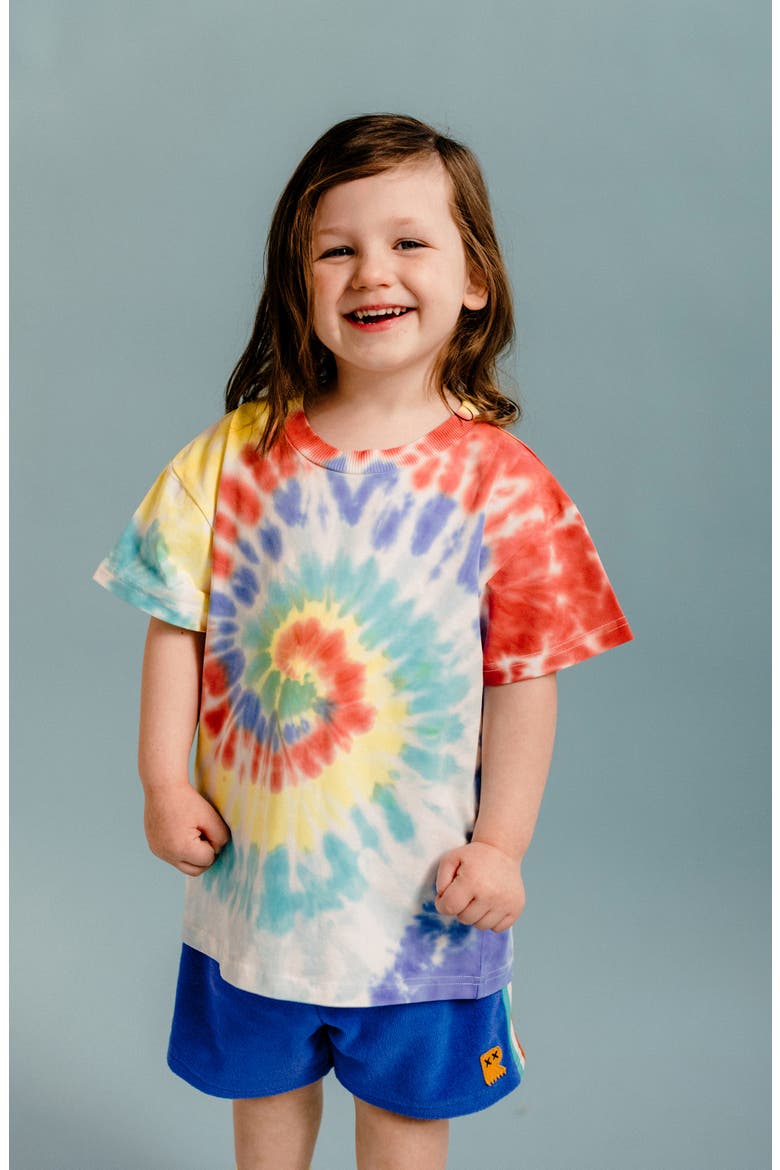 Kids' Tie Dye Cotton T-Shirt, Alternate, color, RAINBOW