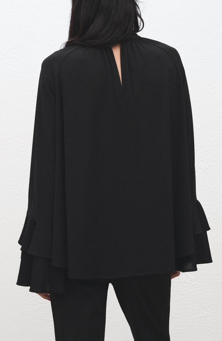 MANGO Flare Sleeve Top, Alternate, color, Black