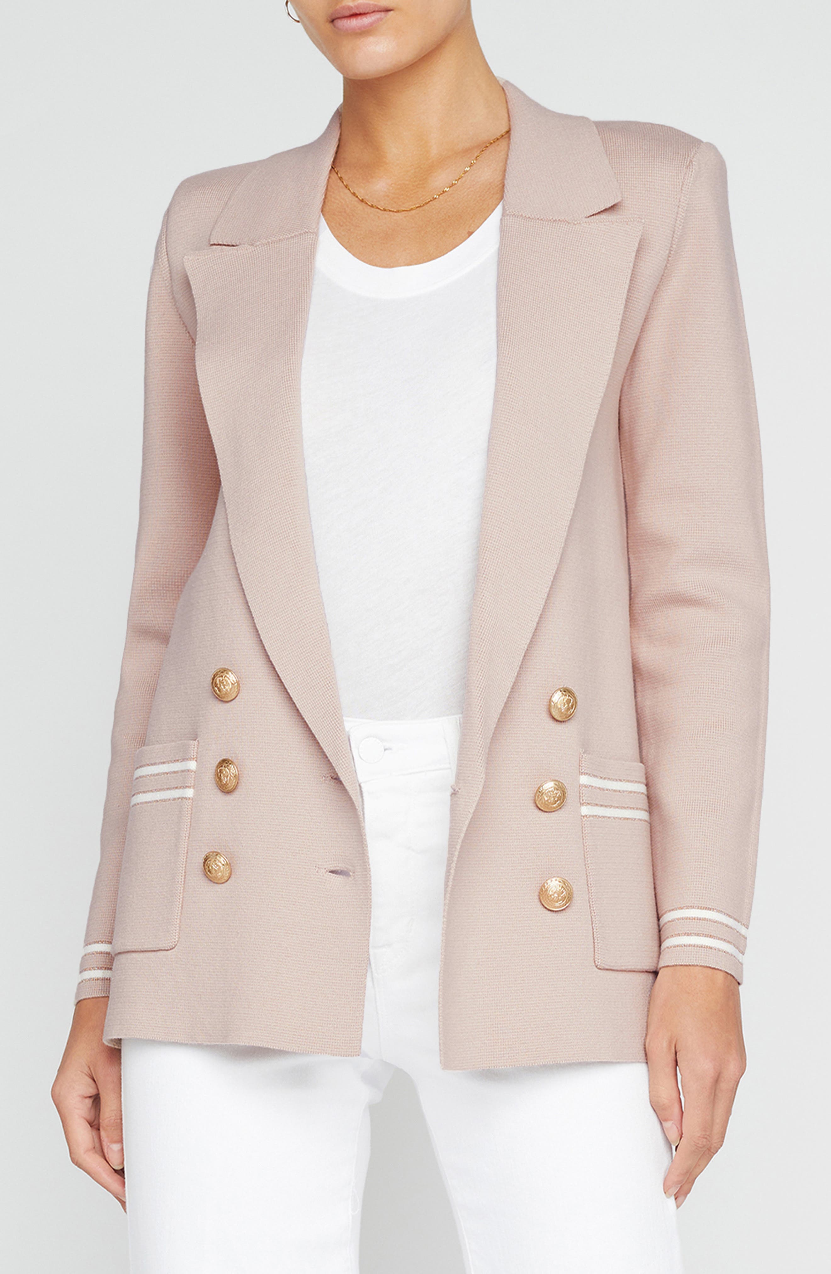 Eileen Metallic Stripe Tipped Sweater Blazer