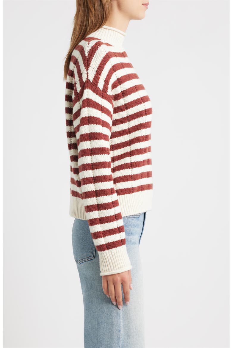Corrine Stripe Mock Neck Sweater, Alternate, color, IVORY RUSSET STRIPE