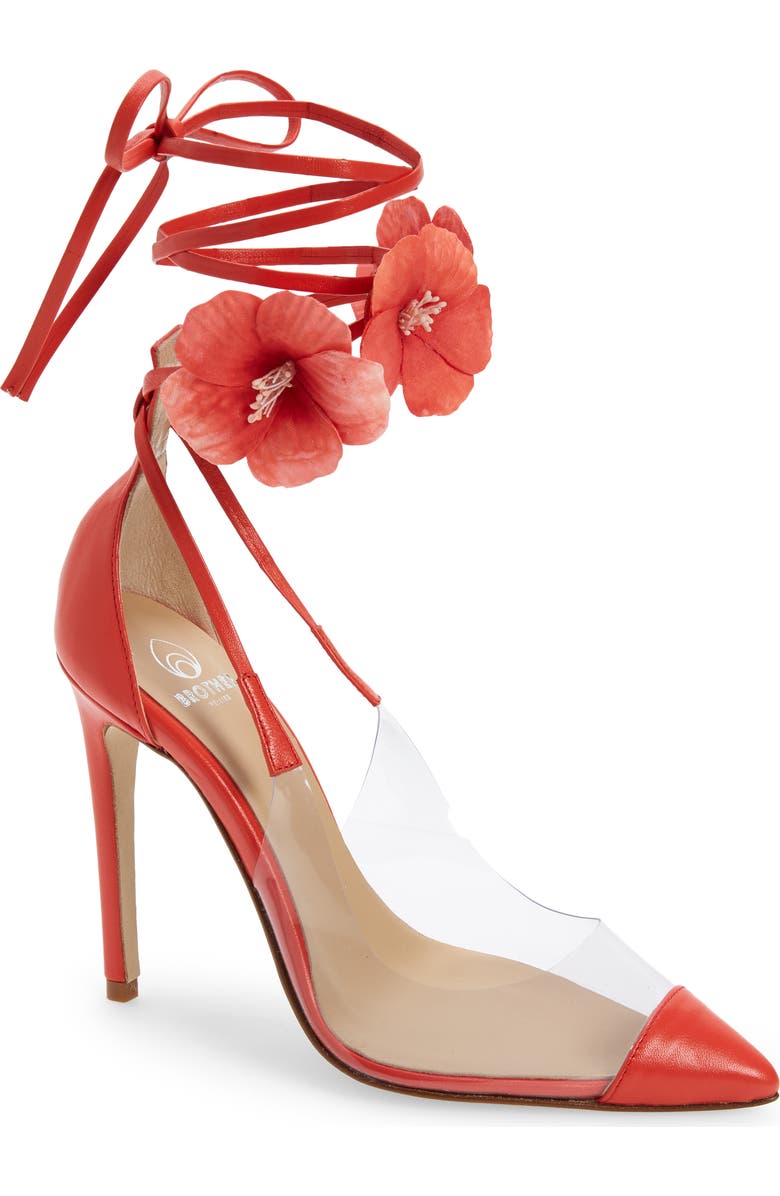 Brother Vellies de Fleur Ankle Tie Pointed Toe Pump, Main, color,