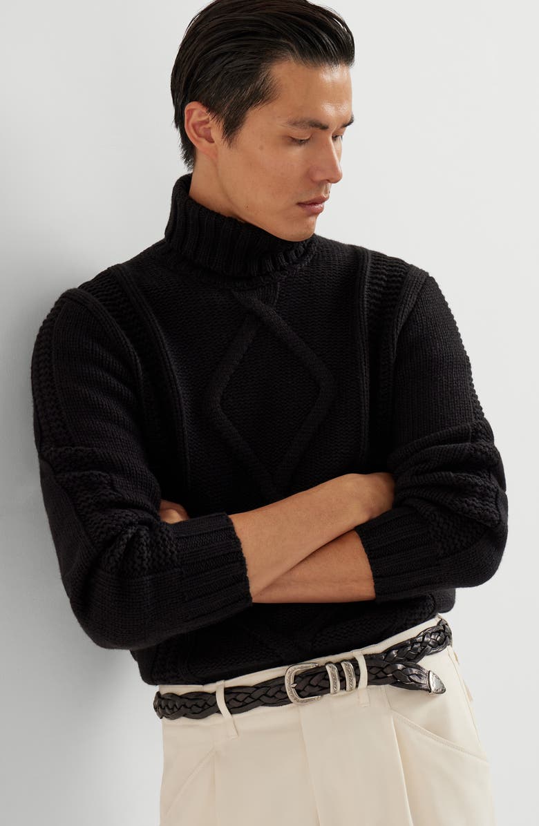 Brunello Cucinelli Cashmere Feather yarn sweater, Alternate, color, Black