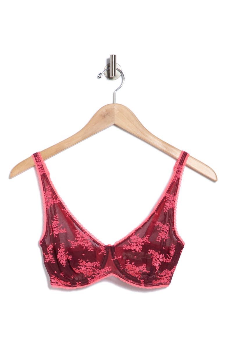 Free People Talk About It Mesh Underwire Bra, Alternate, color, Dark Wine