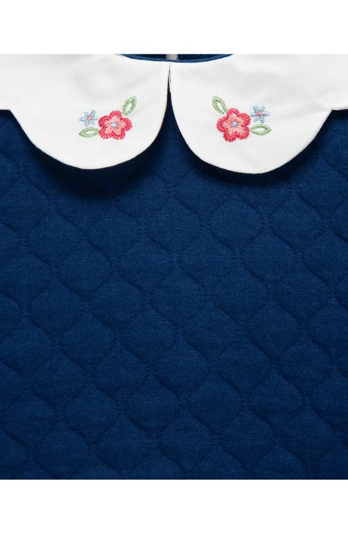 Little Me Scalloped Peter Pan Collar Sweatshirt & Leggings In Blue