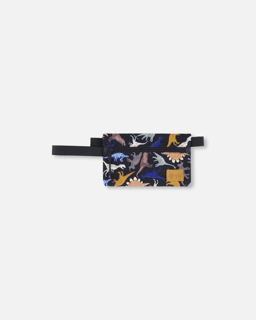 Deux Par Deux Double Pencil Case Dinosaur In Black