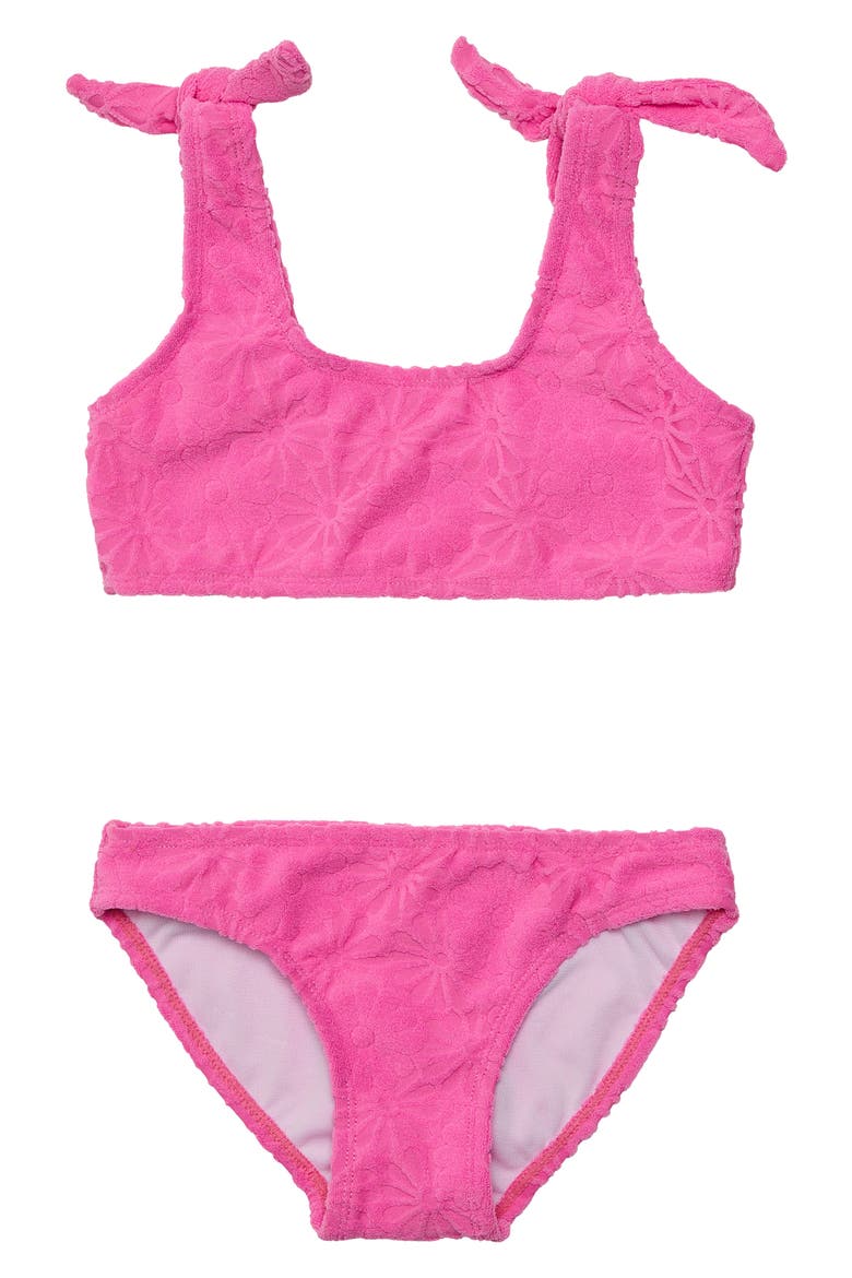 Kids' Bubblegum Bloom Crop Two-Piece Swimsuit, Main, color, PINK
