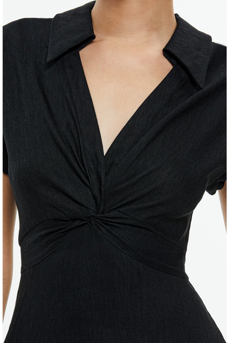 Mila Center Twist Linen Blend Minidress, Alternate, color, BLACK