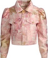 Alice + Olivia Lana Metallic Jacquard Puff Shoulder Jacket