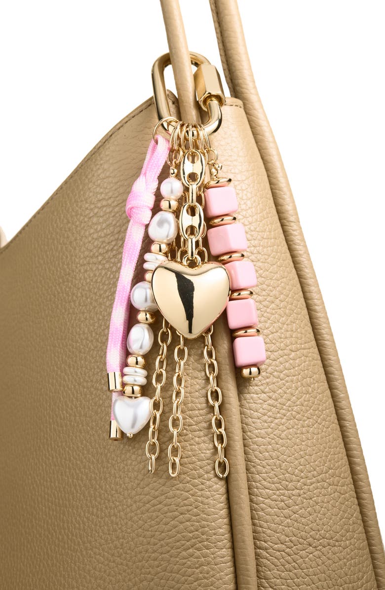 Chelsea28 Heart Beaded Bag Charm, Alternate, color, Pink Multi- Gold