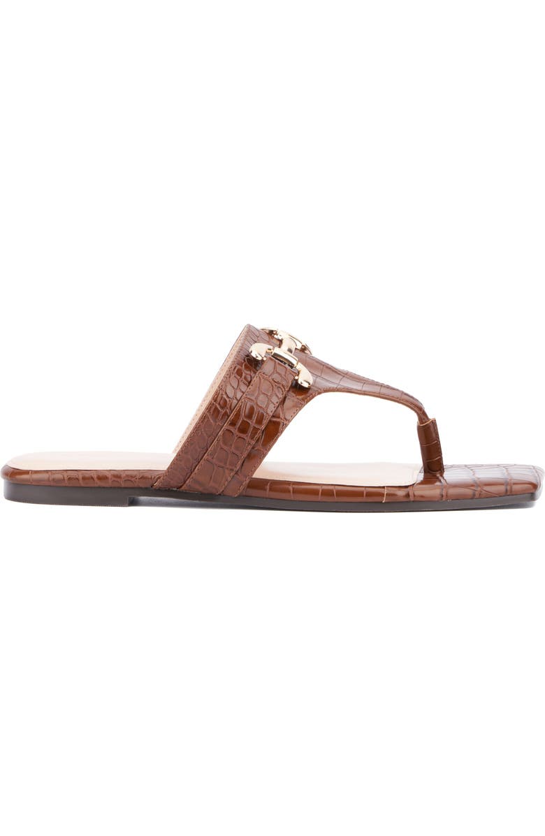 Fashion to Figure Saralyn Croc Embossed Sandal - Wide Width, Alternate, color, Brown Croco