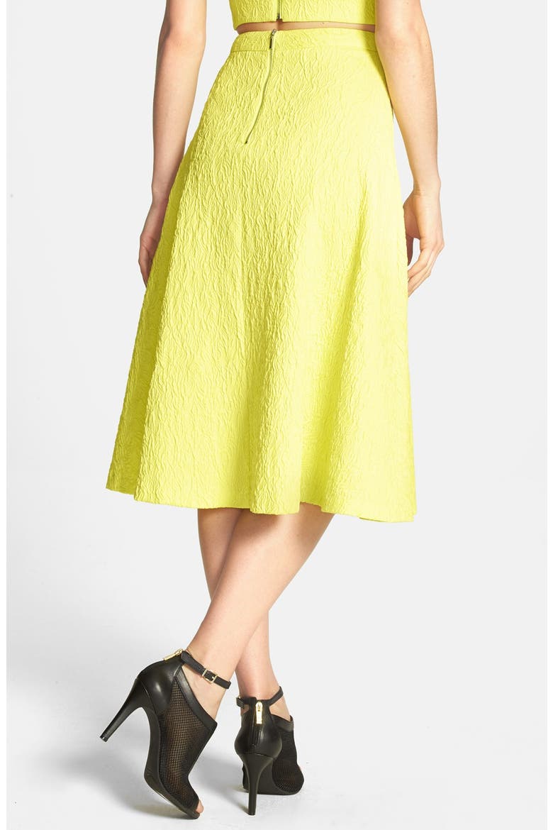 JOA Textured A-Line Midi Skirt, Alternate, color, LEMON