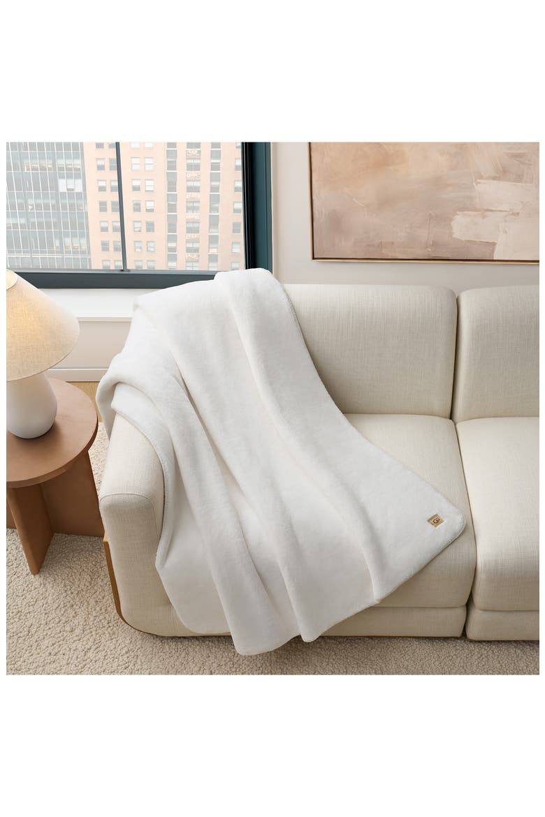 Sage Plush Throw Blanket, Alternate, color, SNOW