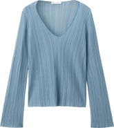 MANGO TEEN V Neck Lurex Crochet Sweater