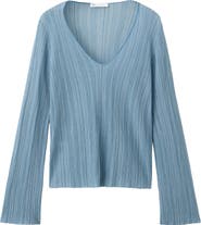 MANGO TEEN V Neck Lurex Crochet Sweater