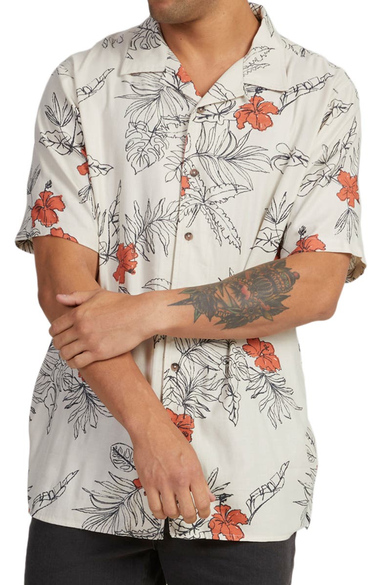 RVCA Hand Drawn Camp Shirt, Alternate, color, 